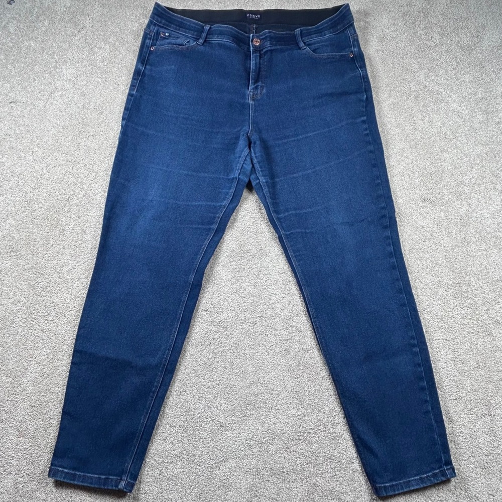 Curve Appeal Skinny Jeans Womens 16/33 Dark Wash High Rise Stretch Denim Blue